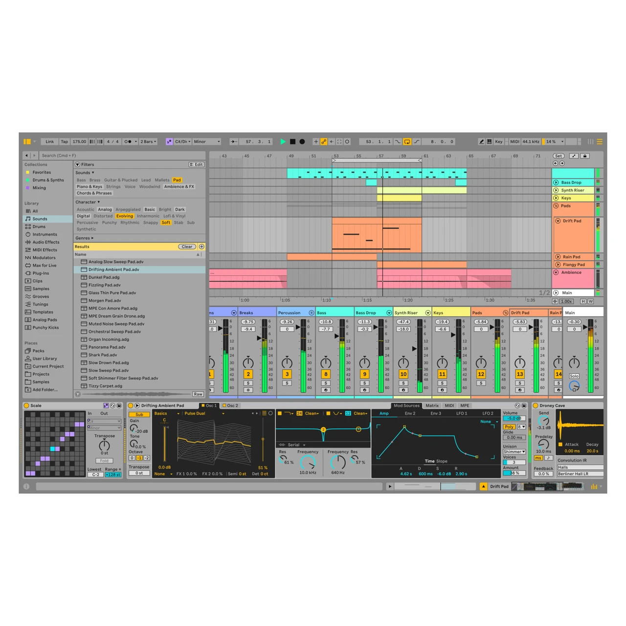 Sesión de producción musical en Ableton Live